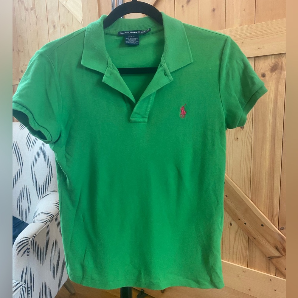 Polo Ralph Lauren Green  Shirt with Pink Pony